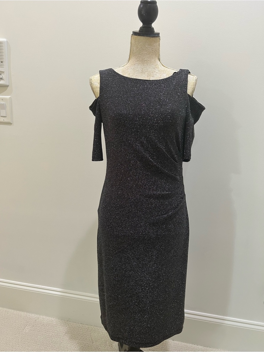 Emma & Michele Shimmery Black Midi Dress